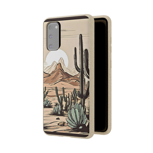 Phone Case, Rustic Desert Scene iPhone Samsung Biodegradable Cover - Eco-Friendly Sustainable Cactus Print, Arizona Joshua Tree Gift