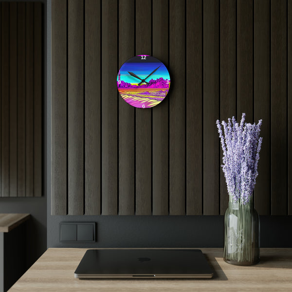 Wall Clock Acrylic Retro Desert Pop Art - Square or Circle