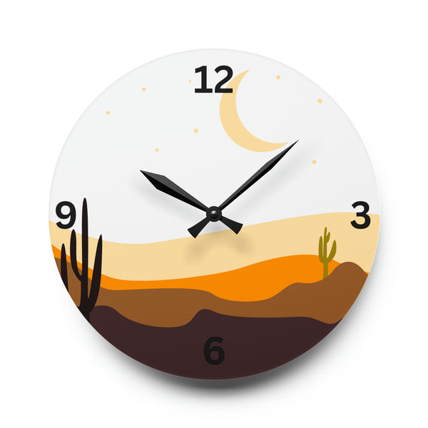 Wall Clock Desert Serenity: Cacti Acrylic Wall Clock - Unique Southwestern Decor. Round or Square