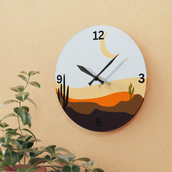 Wall Clock Desert Serenity: Cacti Acrylic Wall Clock - Unique Southwestern Decor. Round or Square