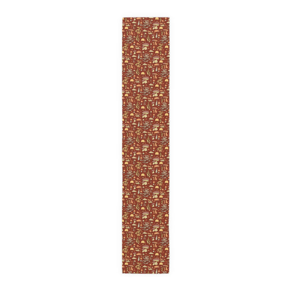 Table Runner Cotton or Poly, Groovy Brown Mushroom Print, Two Sizes