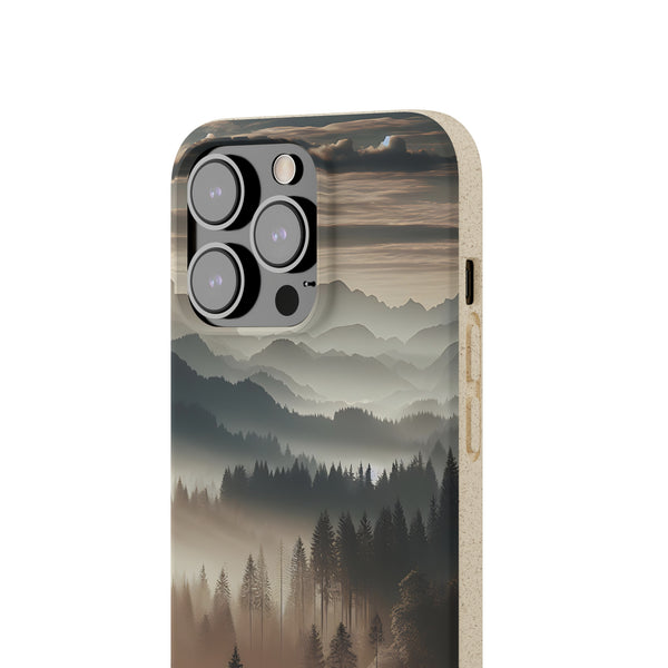 Biodegradable Cases, Eco-Friendly Phone Cover, Sustainable Tech Accessories, Mountain Tree Cloud Scenic View Case, Compostable Smartphone