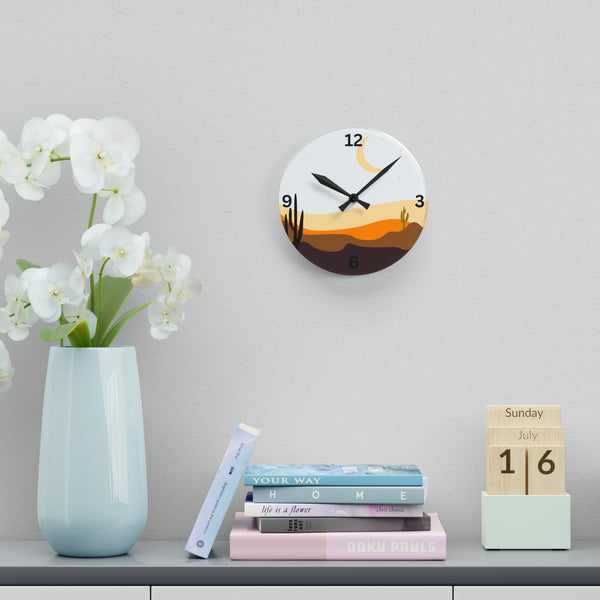 Wall Clock Desert Serenity: Cacti Acrylic Wall Clock - Unique Southwestern Decor. Round or Square