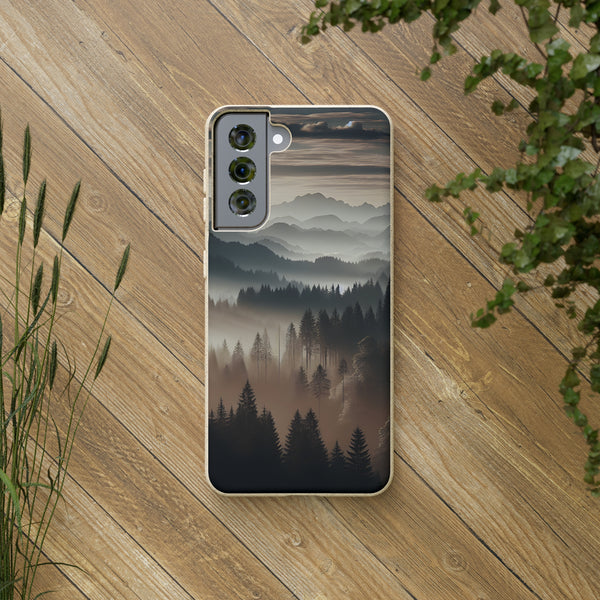 Biodegradable Cases, Eco-Friendly Phone Cover, Sustainable Tech Accessories, Mountain Tree Cloud Scenic View Case, Compostable Smartphone