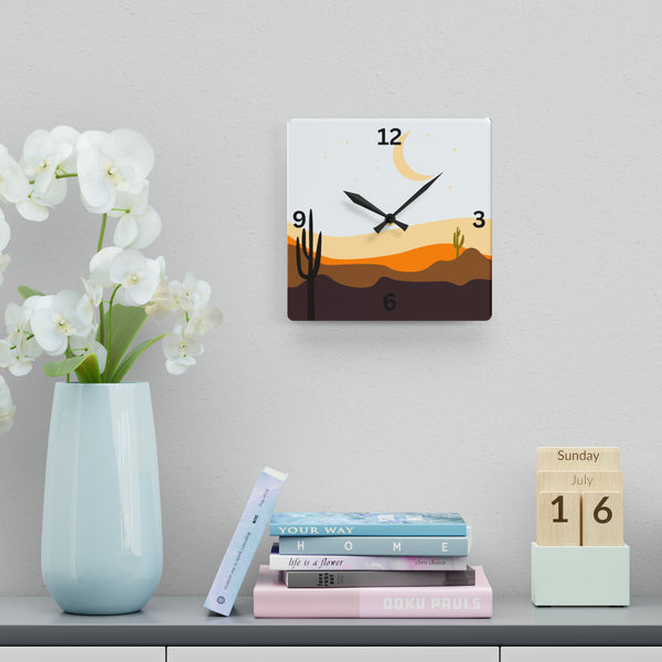 Wall Clock Desert Serenity: Cacti Acrylic Wall Clock - Unique Southwestern Decor. Round or Square