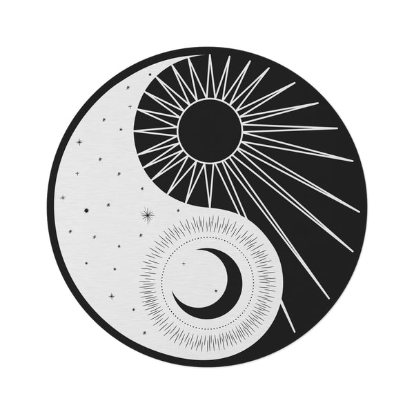 Round Rug Yin Yang Celestial Carpet, Polyester Chenille