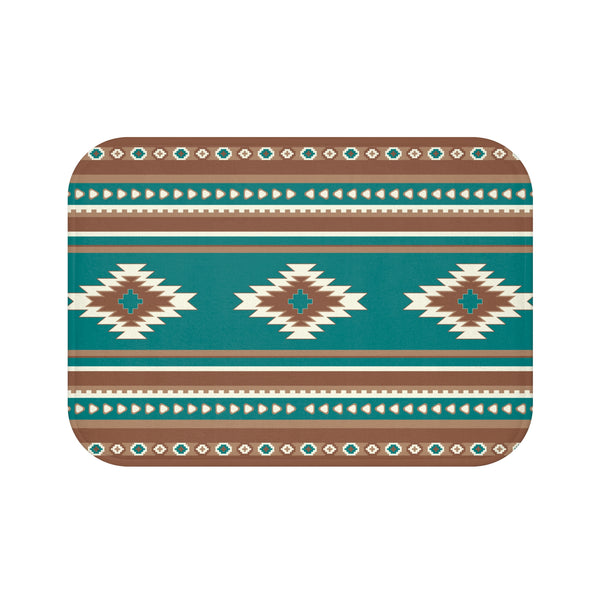Bath Mat Boho Bath Mat Bathroom Mat Turquoise Diamonds Bathroom Mat Southwestern Bathroom Decor