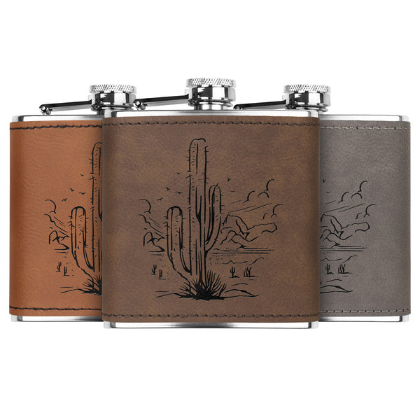 Cactus Style Flask Gifts Stainless Steel Leather Flask