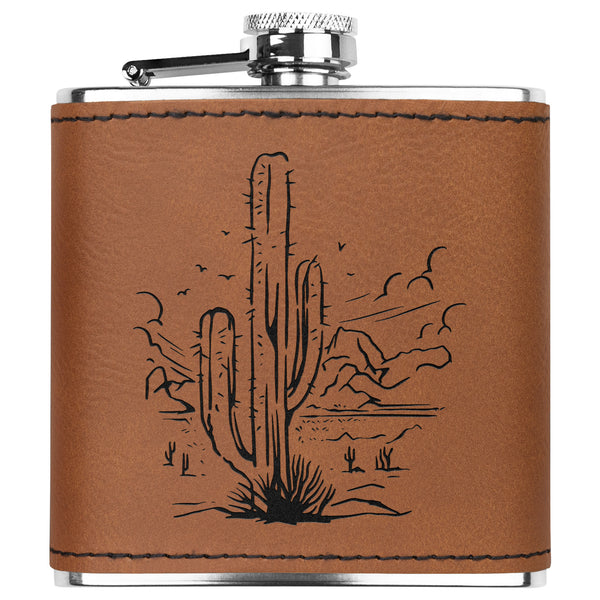 Cactus Style Flask Gifts Stainless Steel Leather Flask