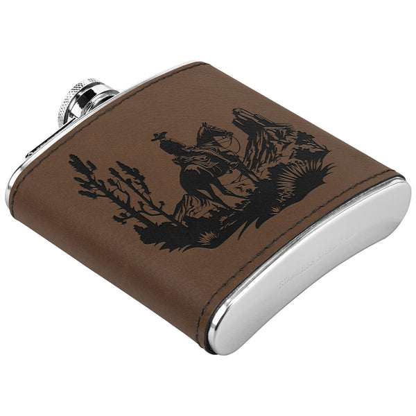 Cowboy Desert Leather Flask Gift Metal Flask