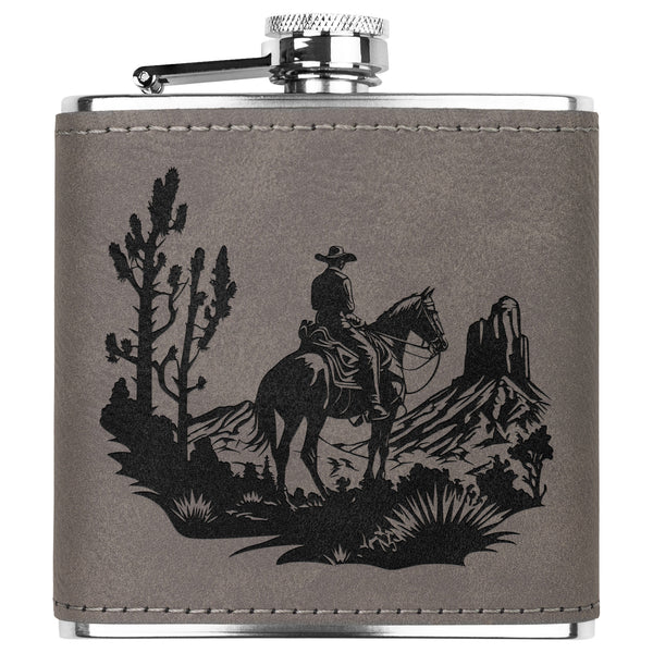 Cowboy Desert Leather Flask Gift Metal Flask