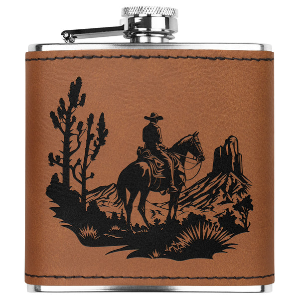 Cowboy Desert Leather Flask Gift Metal Flask