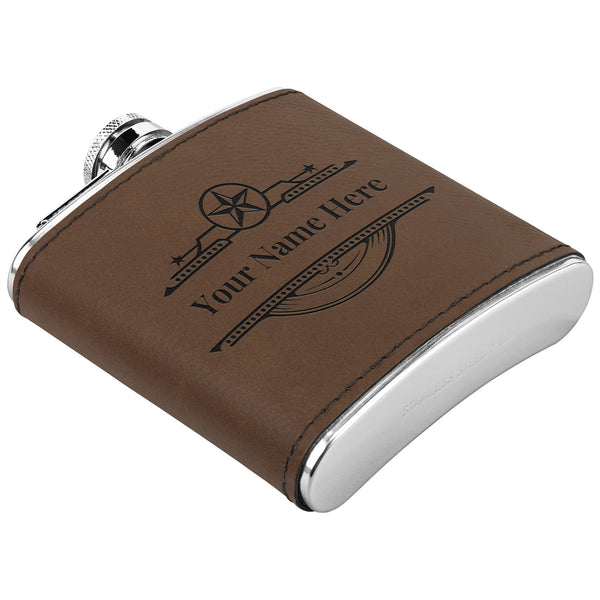 Customized Flask with Name Western Style Steel Leather Flask