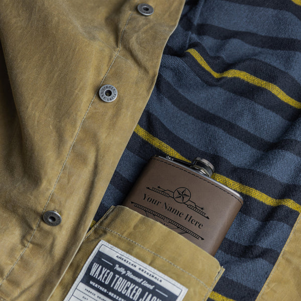 Customized Flask with Name Western Style Steel Leather Flask