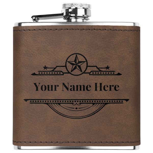 Customized Flask with Name Western Style Steel Leather Flask