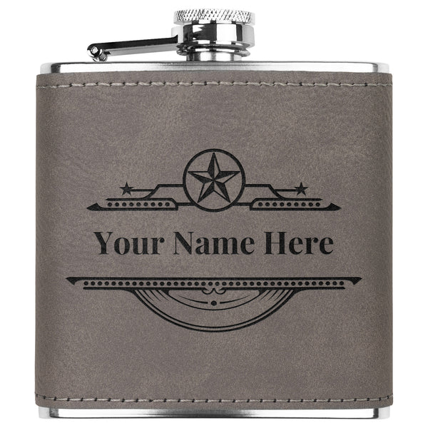 Customized Flask with Name Western Style Steel Leather Flask