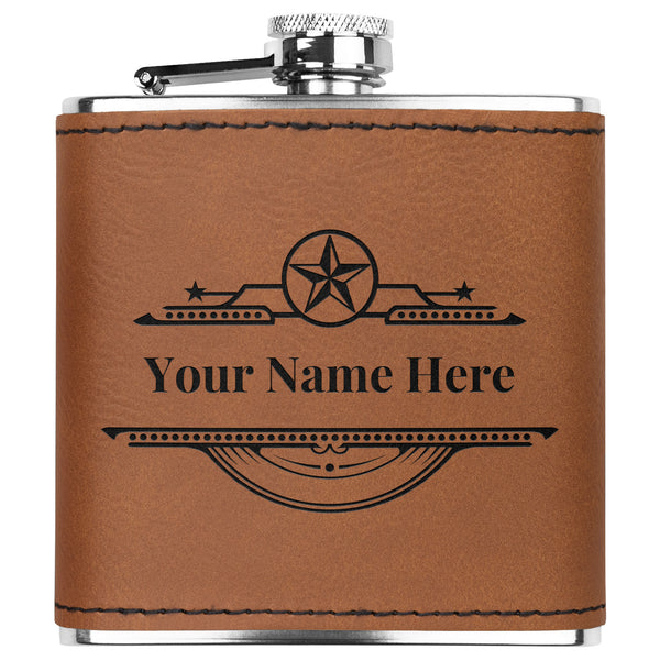 Customized Flask with Name Western Style Steel Leather Flask