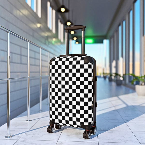 Suitcase Checkered Cabin Suitcase with Wheels Combination Lock Adjustable telescopic handle 360 Swivel Durable Hard Shell Case