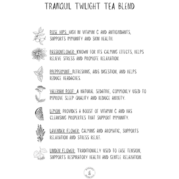 Tranquil Twilight Sleep Tea: Herbal Loose Leaf Tea Blend for Peaceful Evenings - Tea Bags Included