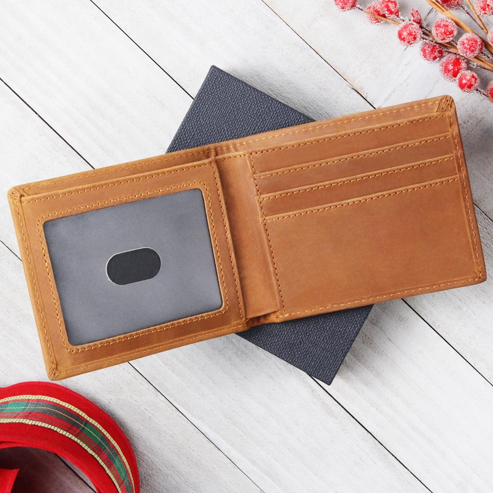 Premium Graphic Leather Wallet: Handcrafted Full Grain Cowhide Bifold for a Unique & Timeless Gift