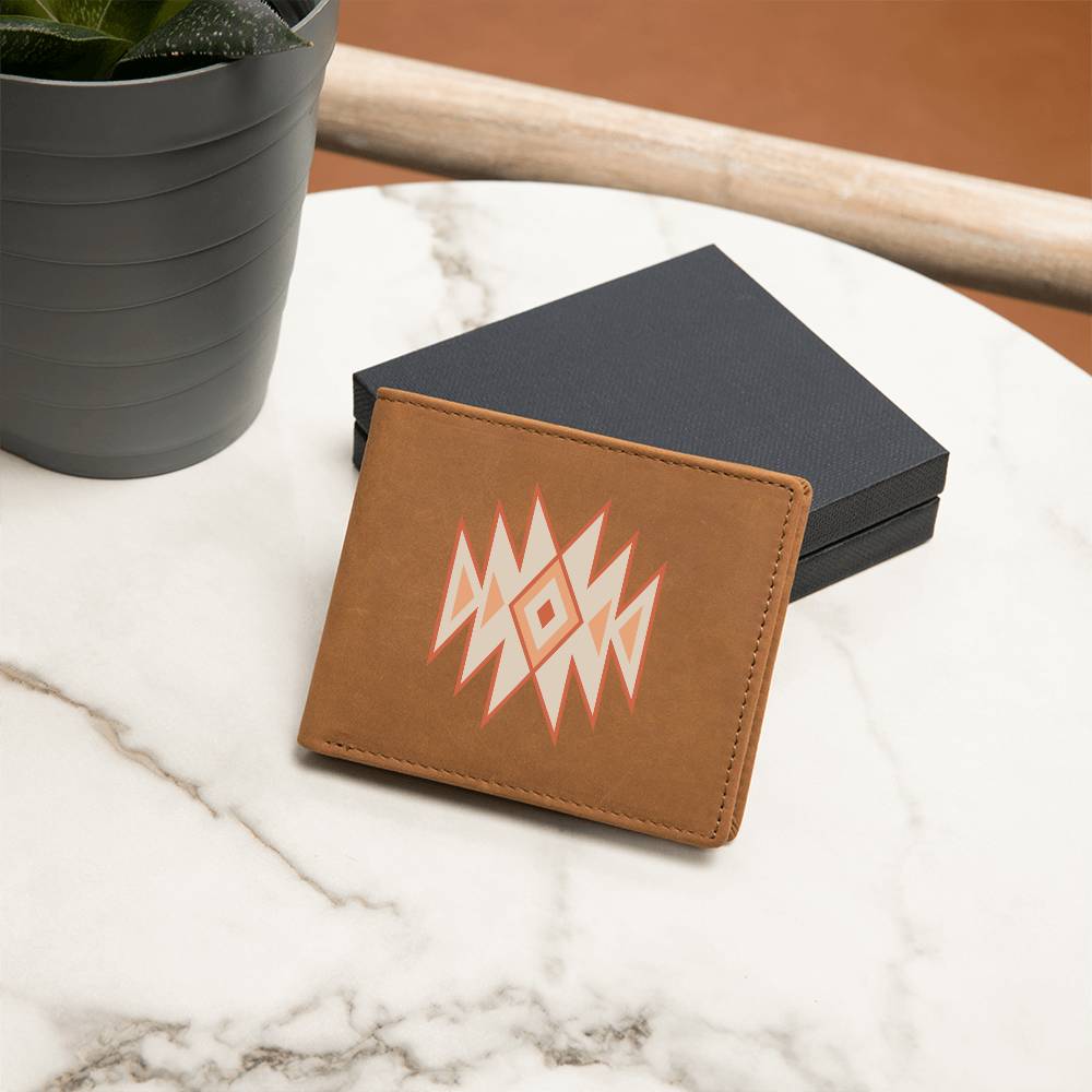 Premium Graphic Leather Wallet: Handcrafted Full Grain Cowhide Bifold for a Unique & Timeless Gift