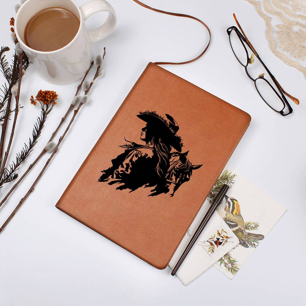 Cowgirl Vegan Leather Journal - 100 Sheet Journal Horse Lover Journal