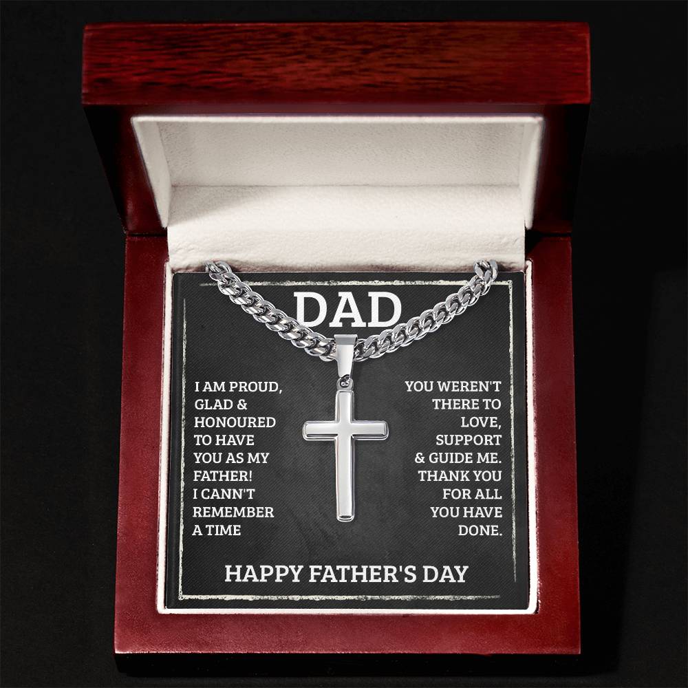 Dad Gifts for Father's Day Gifts Cross Necklace Personalized Engraving on Back