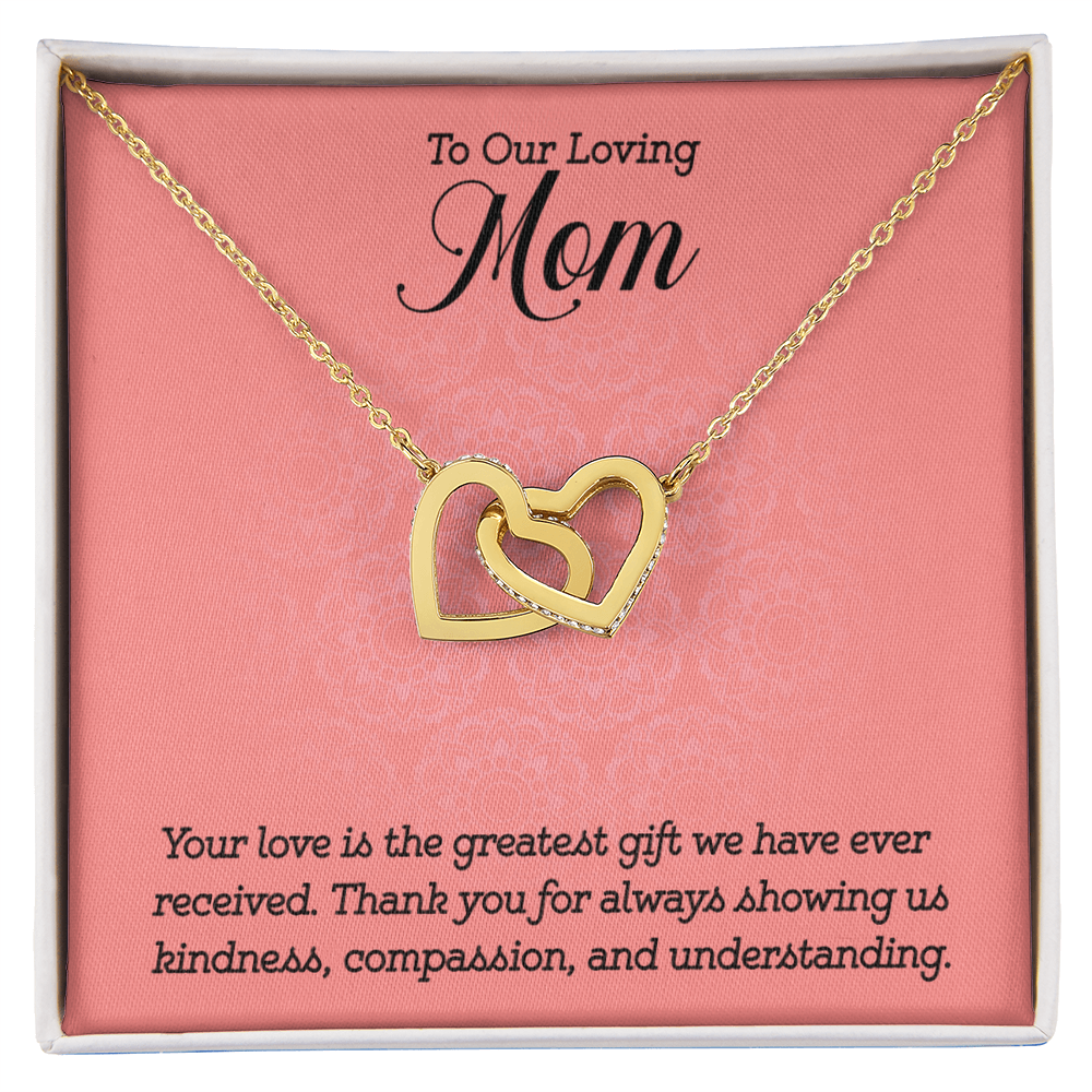 Gifts to Mom from Kids, Interlocking Heart Necklace - To Our Loving Mom