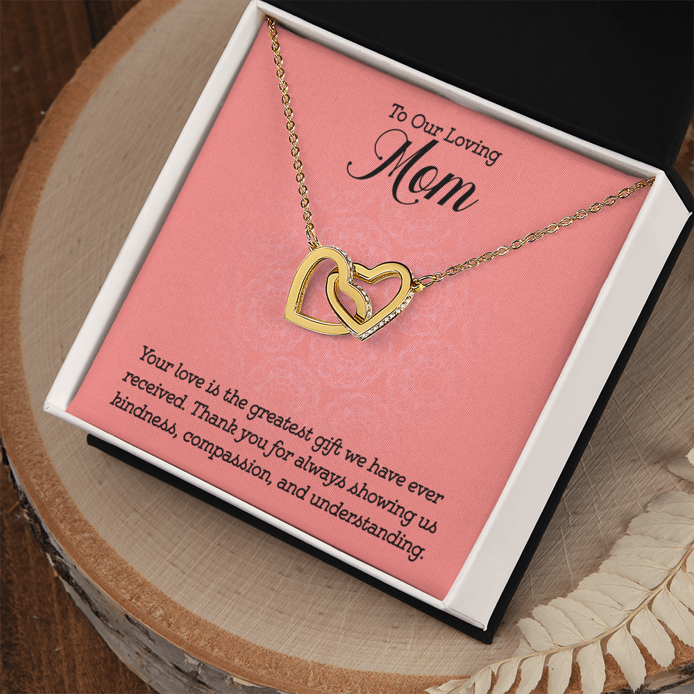 Gifts to Mom from Kids, Interlocking Heart Necklace - To Our Loving Mom