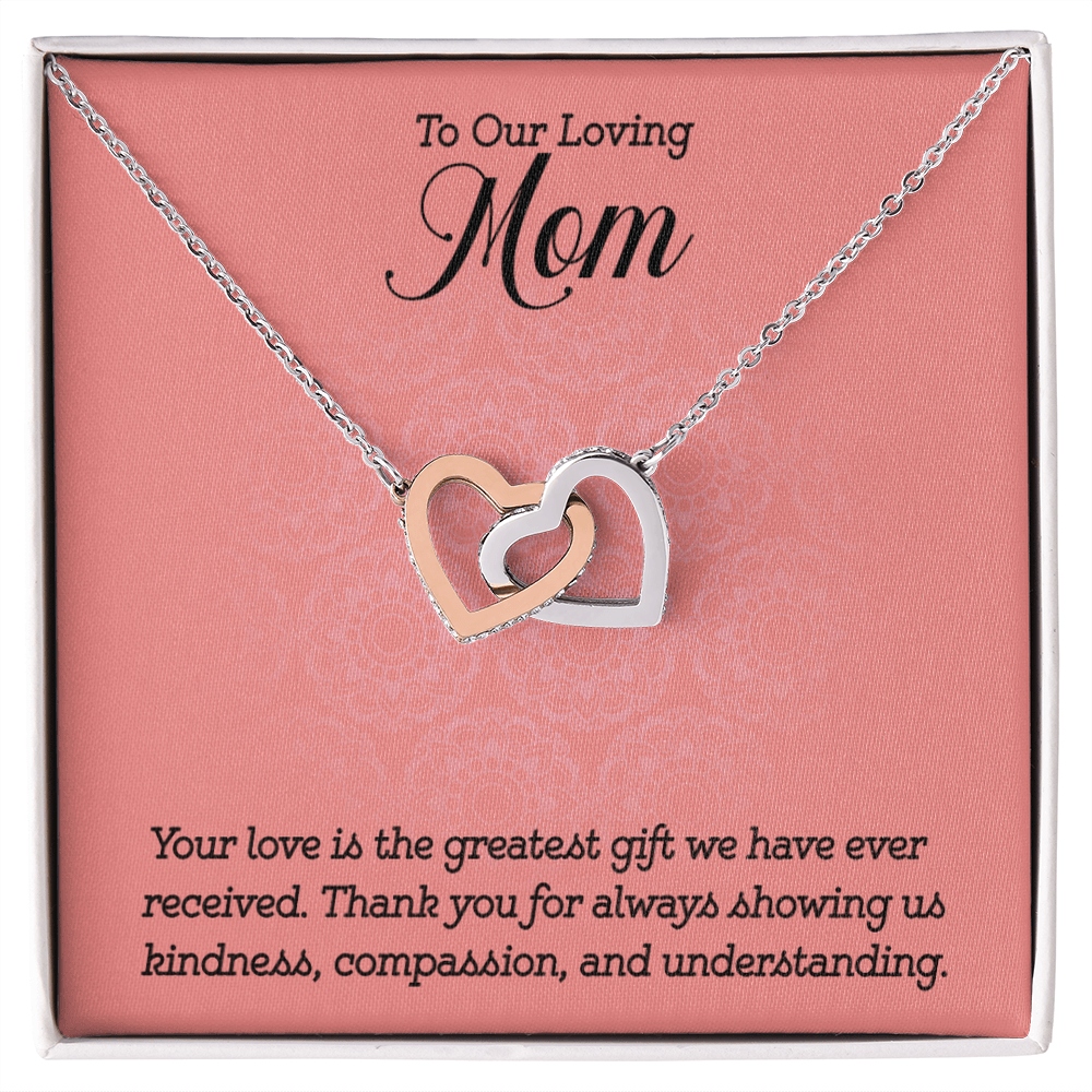 Gifts to Mom from Kids, Interlocking Heart Necklace - To Our Loving Mom