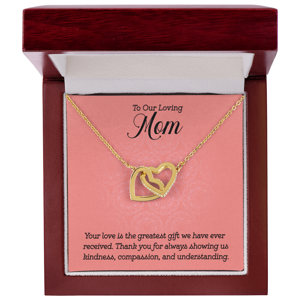Gifts to Mom from Kids, Interlocking Heart Necklace - To Our Loving Mom