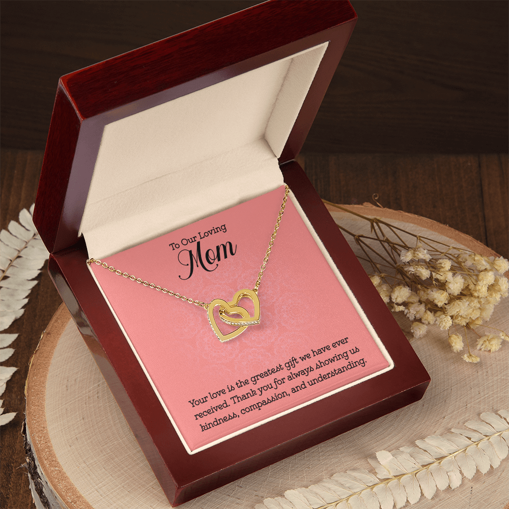 Gifts to Mom from Kids, Interlocking Heart Necklace - To Our Loving Mom