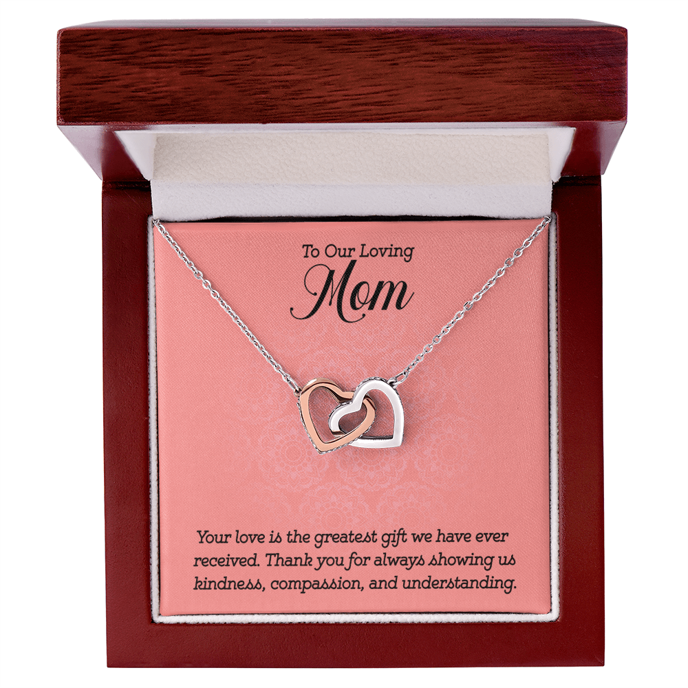 Gifts to Mom from Kids, Interlocking Heart Necklace - To Our Loving Mom
