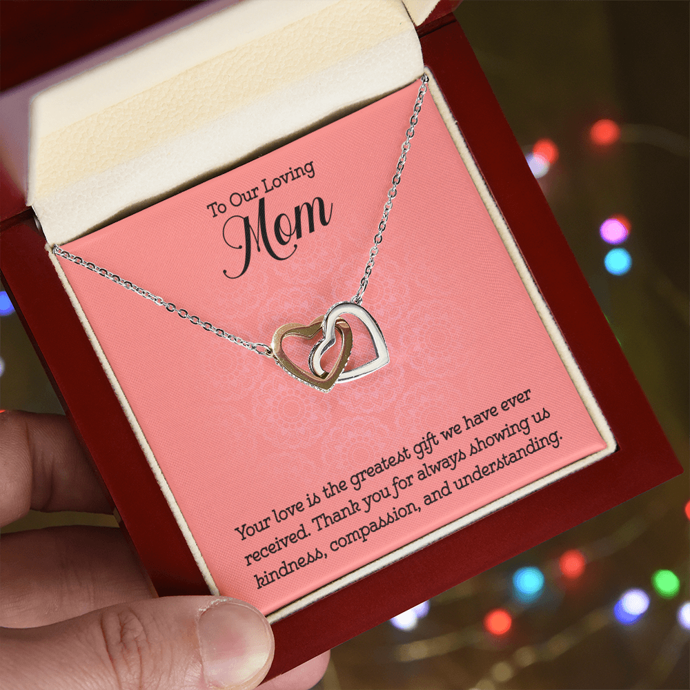 Gifts to Mom from Kids, Interlocking Heart Necklace - To Our Loving Mom
