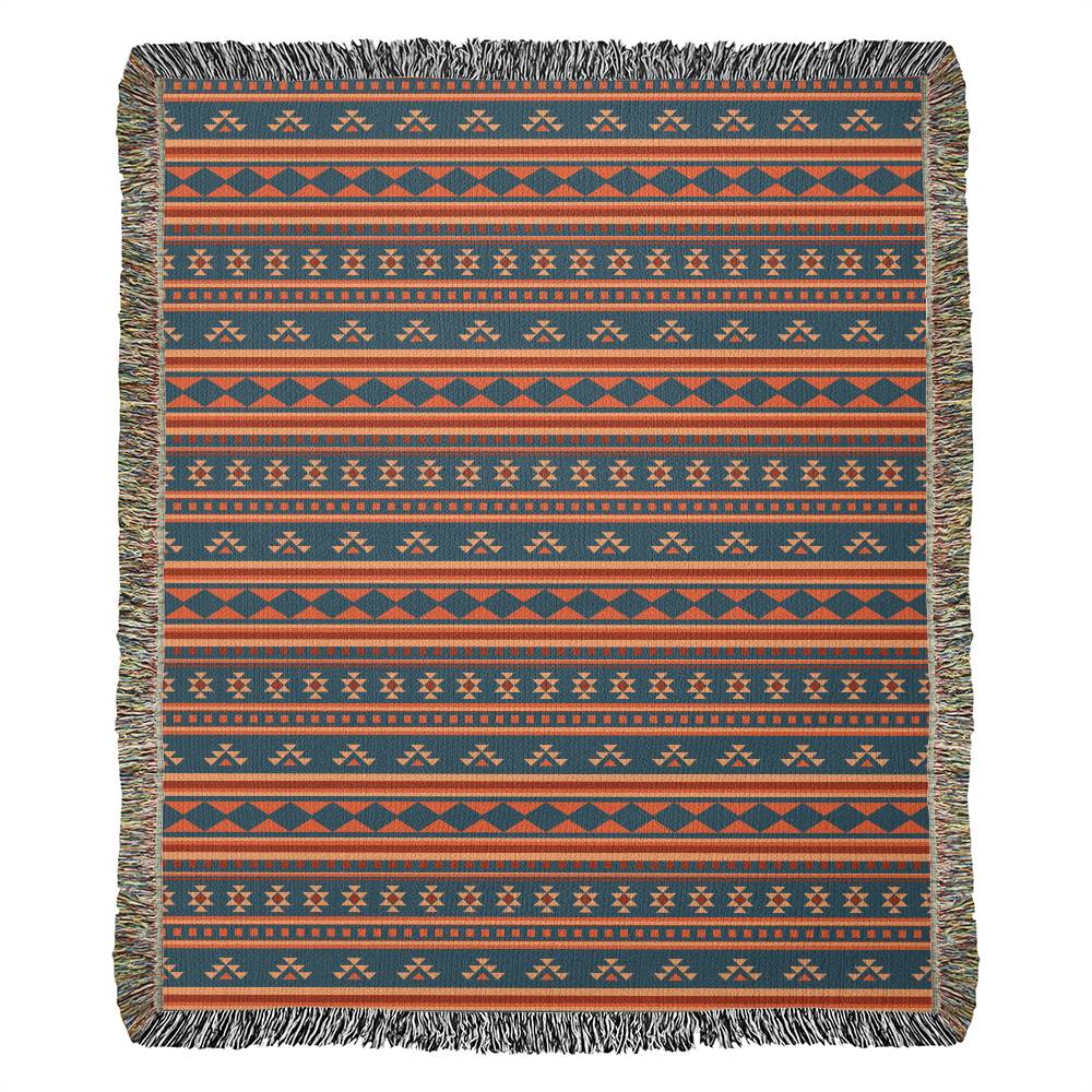 Southwestern Woven Fringe Blanket, Terra Cotta River