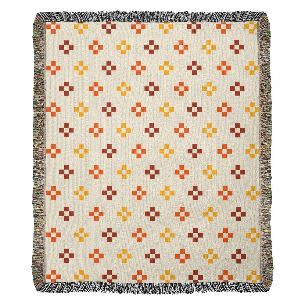 Cotton Fringe Woven Blanket, Southwestern Cross