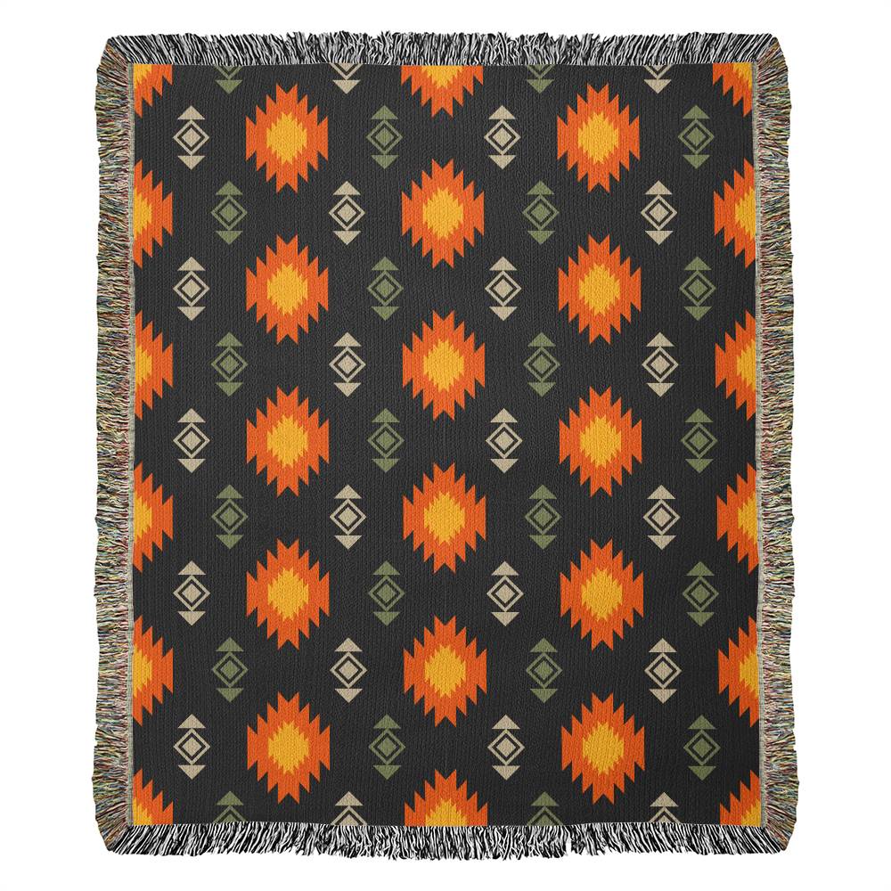 Southwestern Woven Cotton Fringe Blanket