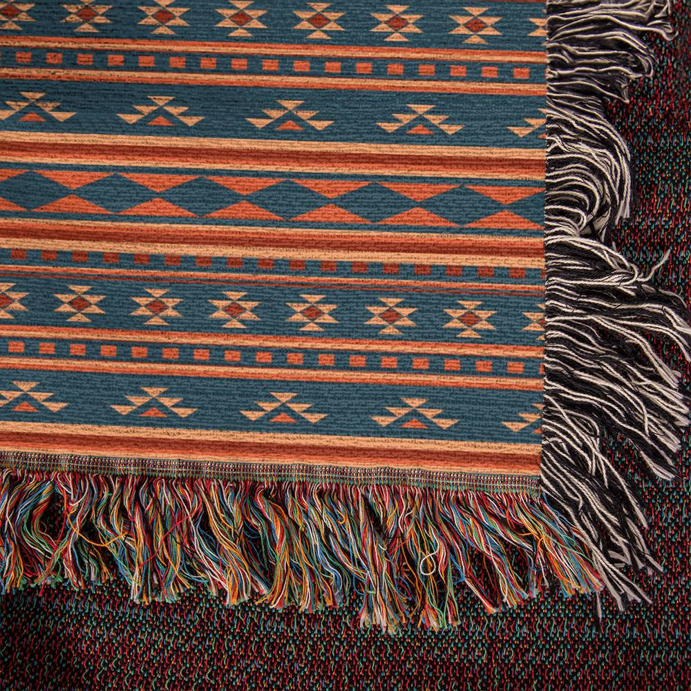 Southwestern Woven Fringe Blanket, Terra Cotta River
