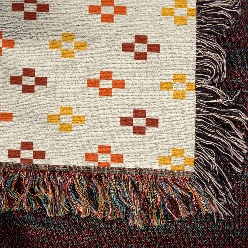 Cotton Fringe Woven Blanket, Southwestern Cross