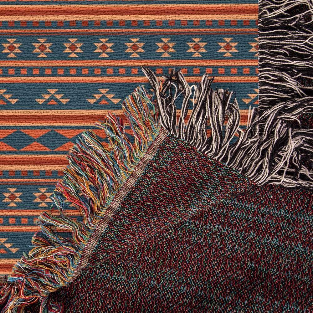 Southwestern Woven Fringe Blanket, Terra Cotta River