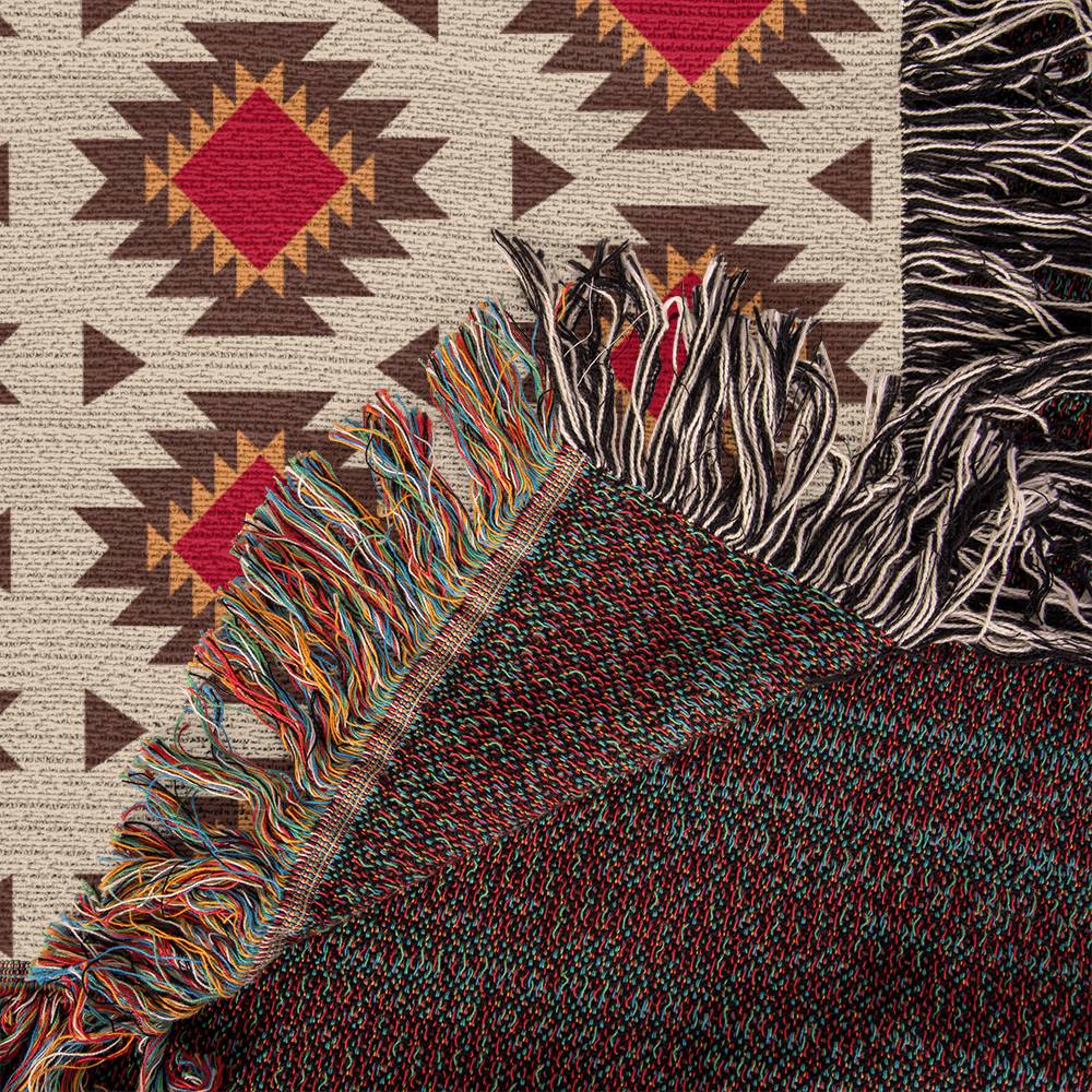 Woven Fringe Cotton Blanket Southwestern Terra