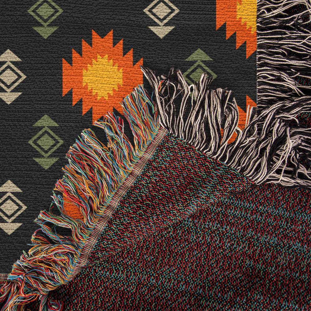 Southwestern Woven Cotton Fringe Blanket