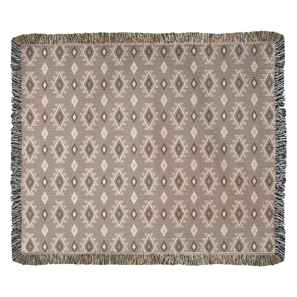 Southwestern Cotton Woven Blanket, Heirloom Blanket with Fringe