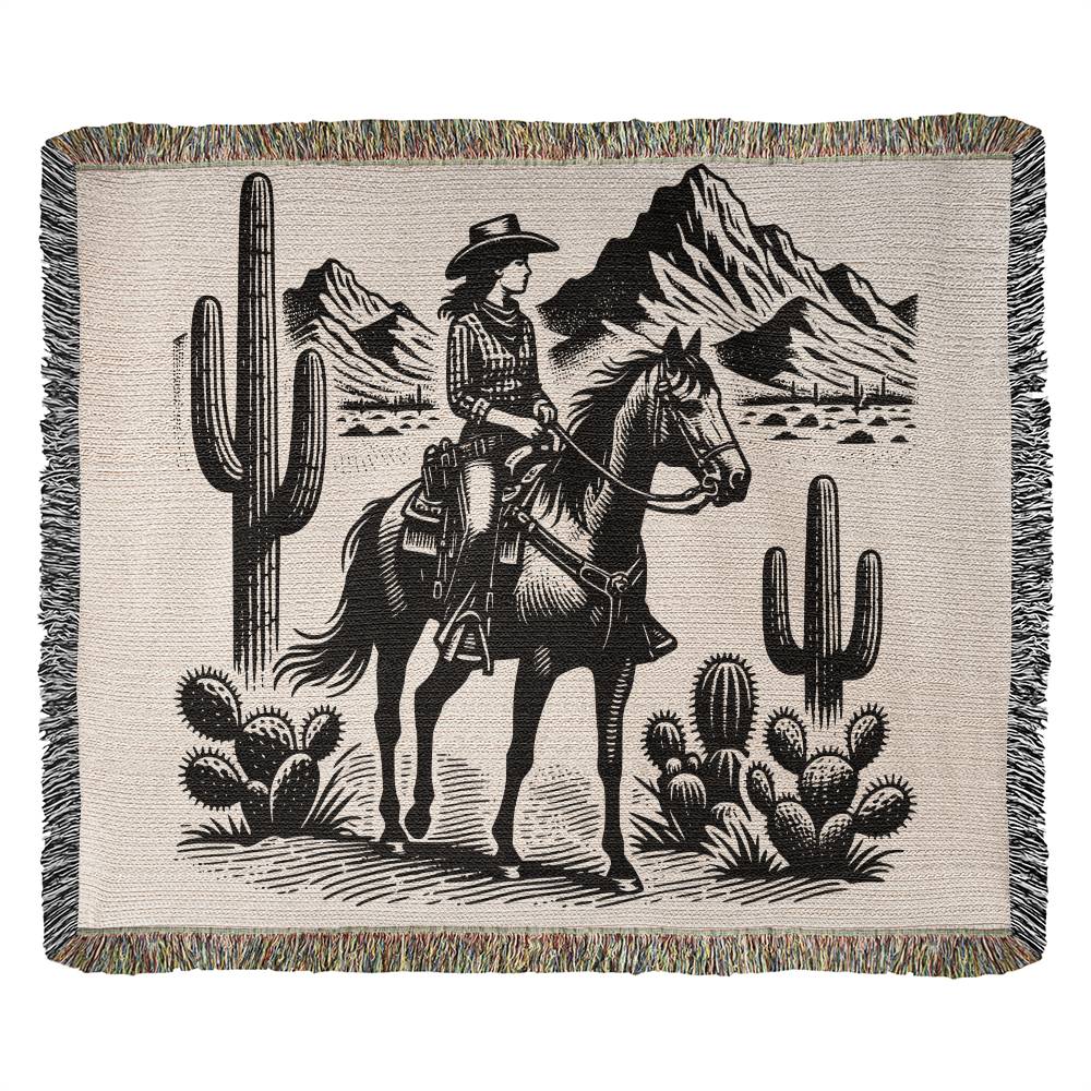Western Cowgirl Women Fringe Cotton Blanket