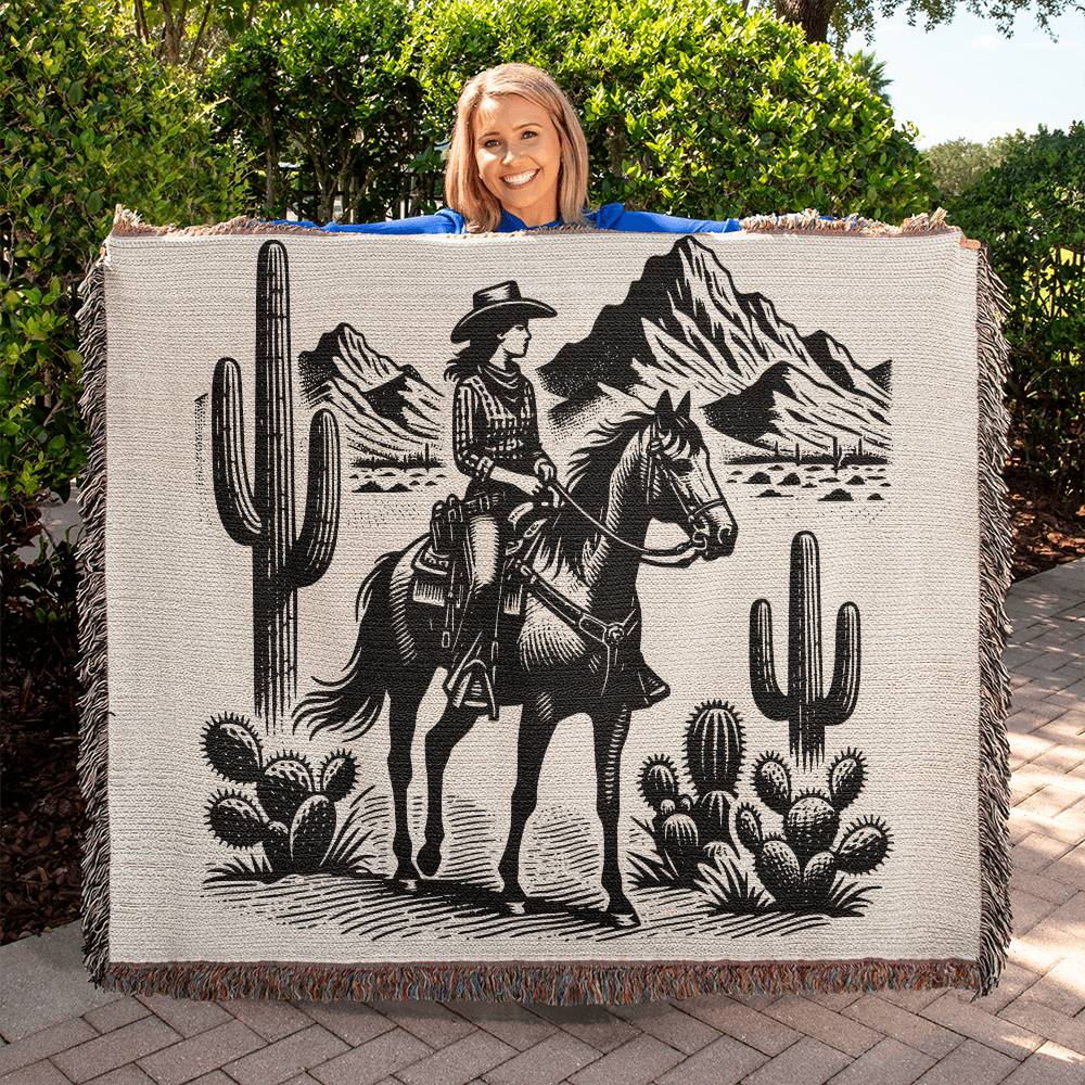 Western Cowgirl Women Fringe Cotton Blanket