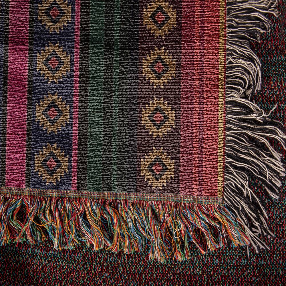 Mexican Rug Southwestern Heirloom Woven Blanket, 100% Cotton