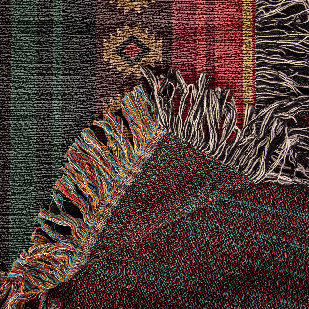 Mexican Rug Southwestern Heirloom Woven Blanket, 100% Cotton