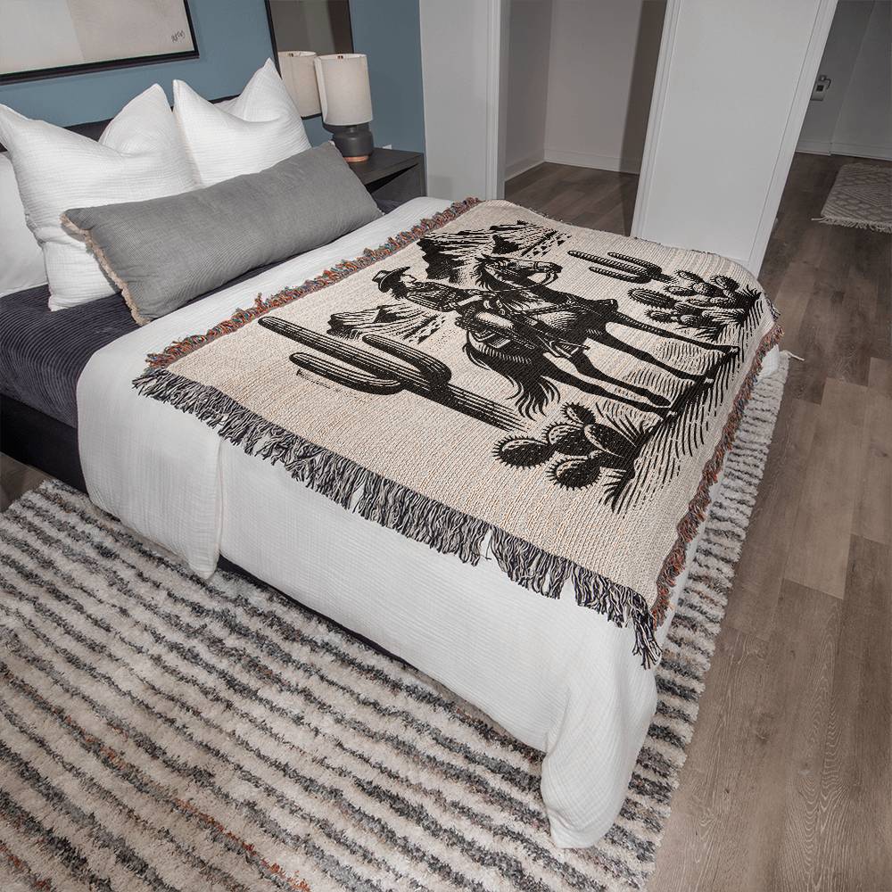 Western Cowgirl Women Fringe Cotton Blanket