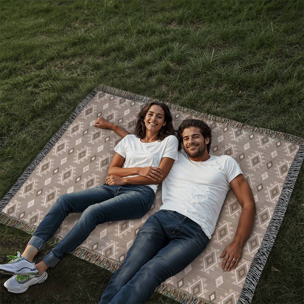 Southwestern Cotton Woven Blanket, Heirloom Blanket with Fringe