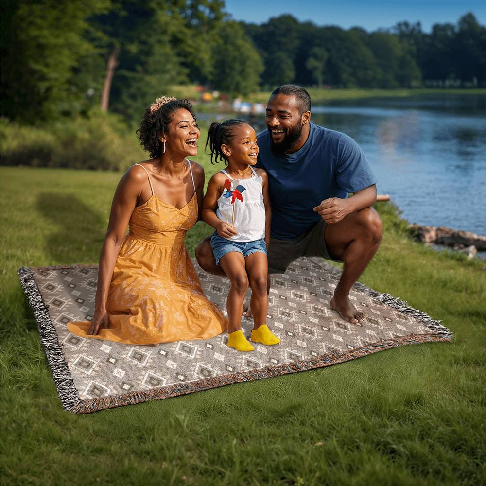 Southwestern Cotton Woven Blanket, Heirloom Blanket with Fringe